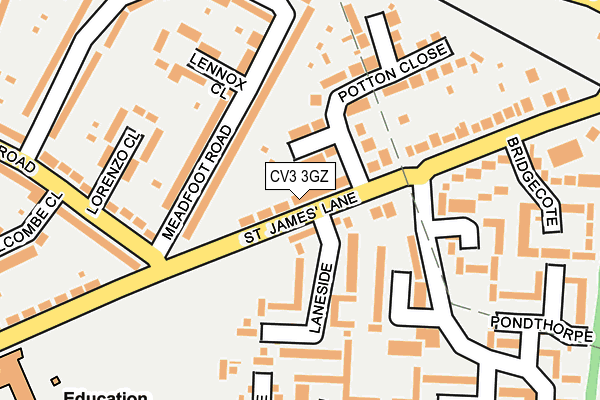 CV3 3GZ map - OS OpenMap – Local (Ordnance Survey)