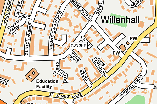 CV3 3HF map - OS OpenMap – Local (Ordnance Survey)