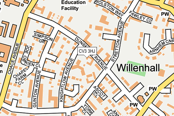 CV3 3HJ map - OS OpenMap – Local (Ordnance Survey)