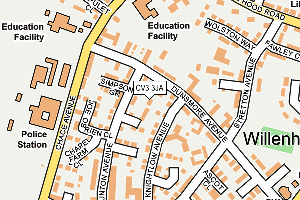 CV3 3JA map - OS OpenMap – Local (Ordnance Survey)