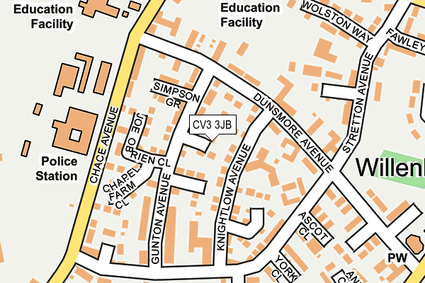 CV3 3JB map - OS OpenMap – Local (Ordnance Survey)