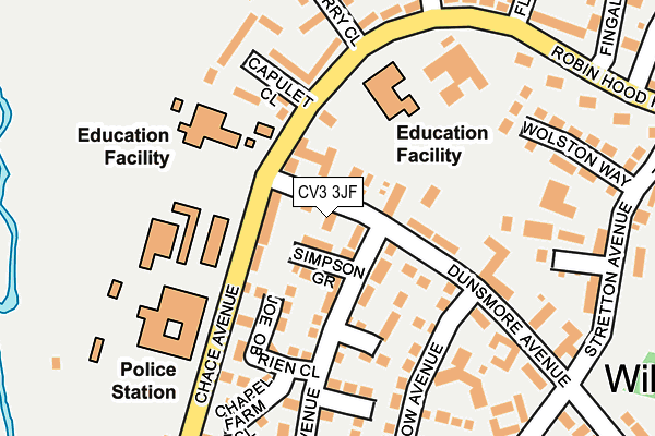 CV3 3JF map - OS OpenMap – Local (Ordnance Survey)