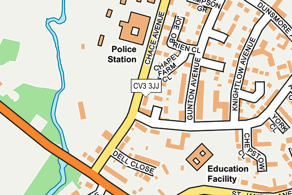 CV3 3JJ map - OS OpenMap – Local (Ordnance Survey)