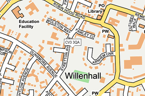 CV3 3QA map - OS OpenMap – Local (Ordnance Survey)