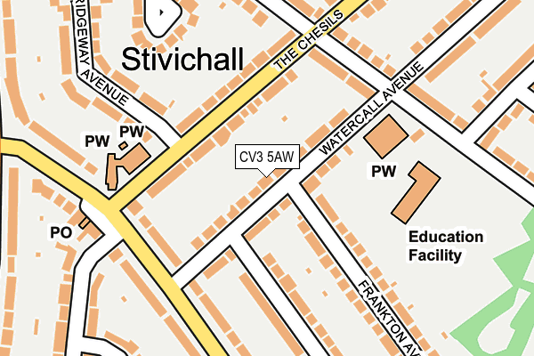 CV3 5AW map - OS OpenMap – Local (Ordnance Survey)