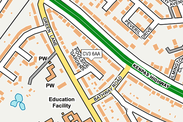 CV3 6AA map - OS OpenMap – Local (Ordnance Survey)