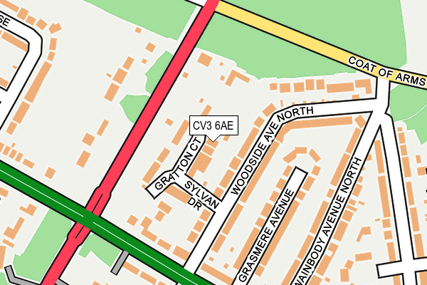 CV3 6AE map - OS OpenMap – Local (Ordnance Survey)