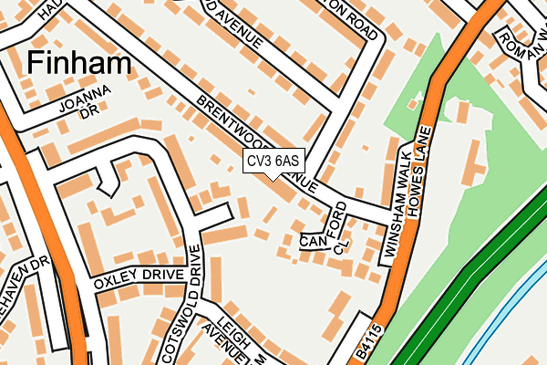 CV3 6AS map - OS OpenMap – Local (Ordnance Survey)