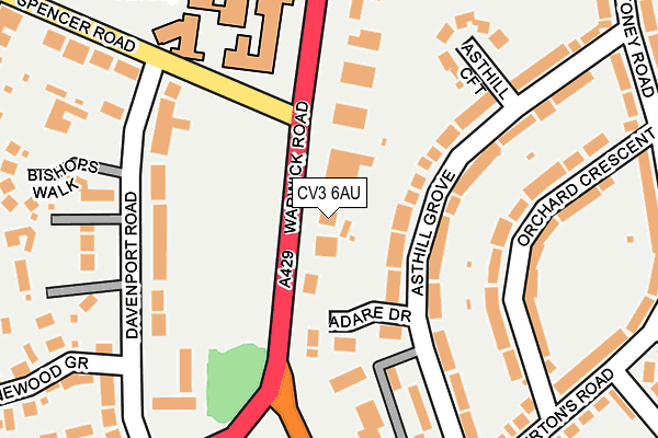 CV3 6AU map - OS OpenMap – Local (Ordnance Survey)