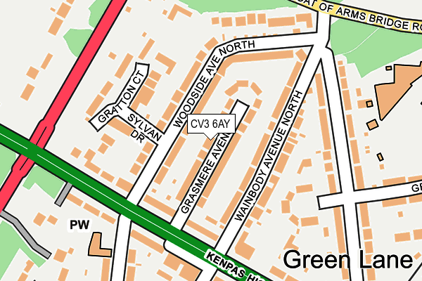 CV3 6AY map - OS OpenMap – Local (Ordnance Survey)