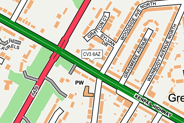 CV3 6AZ map - OS OpenMap – Local (Ordnance Survey)