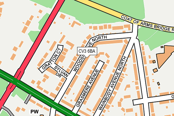CV3 6BA map - OS OpenMap – Local (Ordnance Survey)