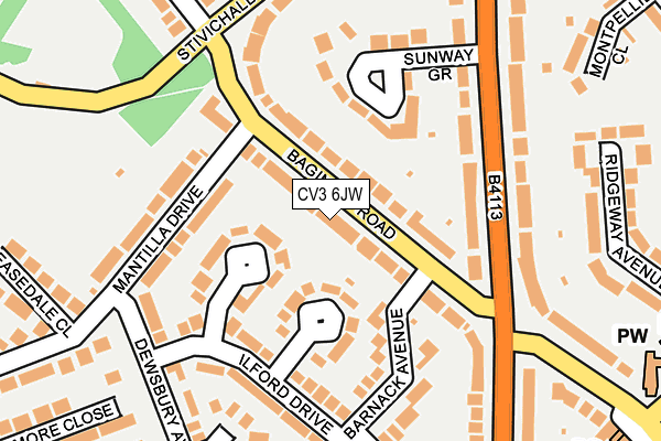 CV3 6JW map - OS OpenMap – Local (Ordnance Survey)