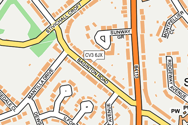 CV3 6JX map - OS OpenMap – Local (Ordnance Survey)