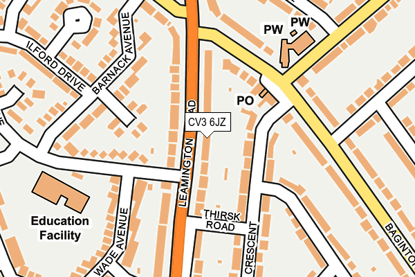 CV3 6JZ map - OS OpenMap – Local (Ordnance Survey)