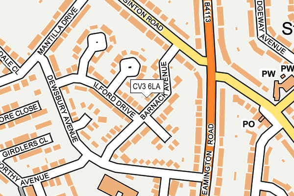 CV3 6LA map - OS OpenMap – Local (Ordnance Survey)