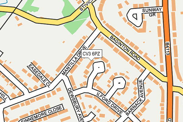 CV3 6PZ map - OS OpenMap – Local (Ordnance Survey)