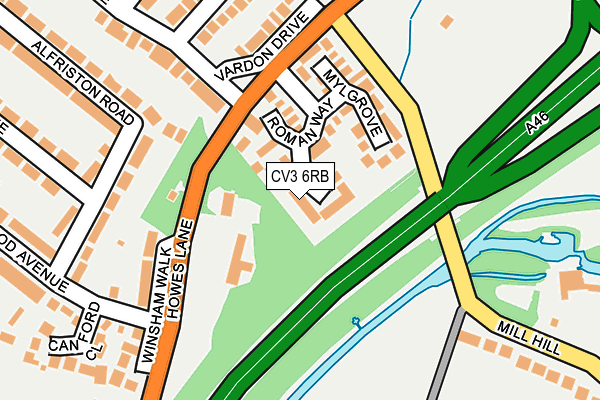 CV3 6RB map - OS OpenMap – Local (Ordnance Survey)