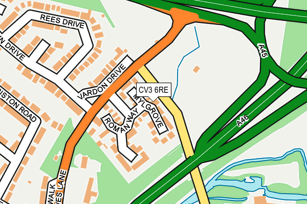 CV3 6RE map - OS OpenMap – Local (Ordnance Survey)