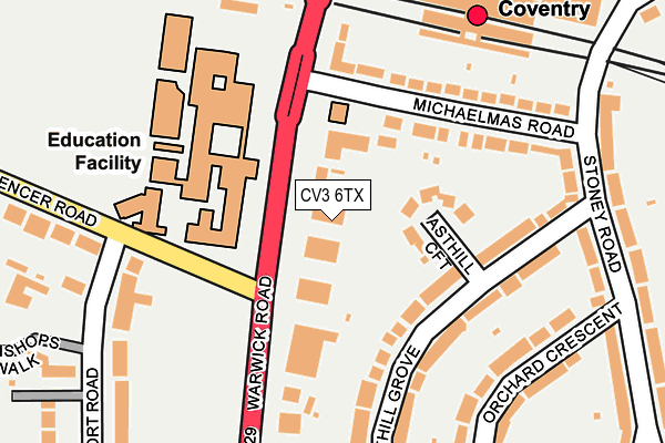 CV3 6TX map - OS OpenMap – Local (Ordnance Survey)