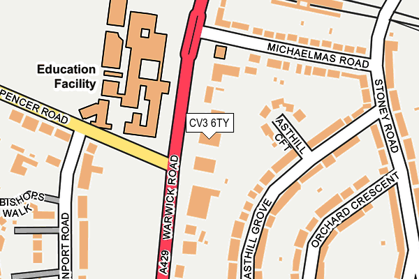 CV3 6TY map - OS OpenMap – Local (Ordnance Survey)