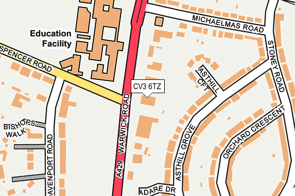 CV3 6TZ map - OS OpenMap – Local (Ordnance Survey)