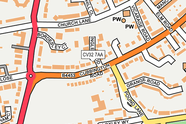 CV32 7AA map - OS OpenMap – Local (Ordnance Survey)