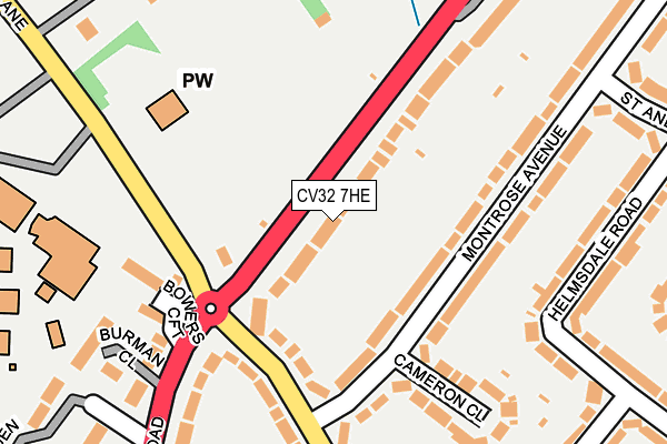 CV32 7HE map - OS OpenMap – Local (Ordnance Survey)