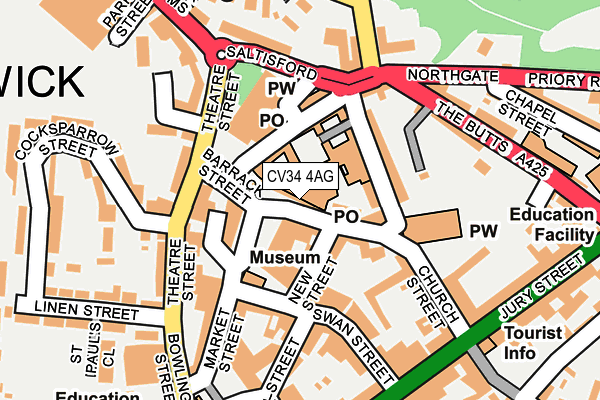 CV34 4AG map - OS OpenMap – Local (Ordnance Survey)