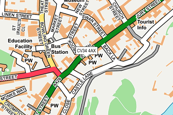 CV34 4AX map - OS OpenMap – Local (Ordnance Survey)