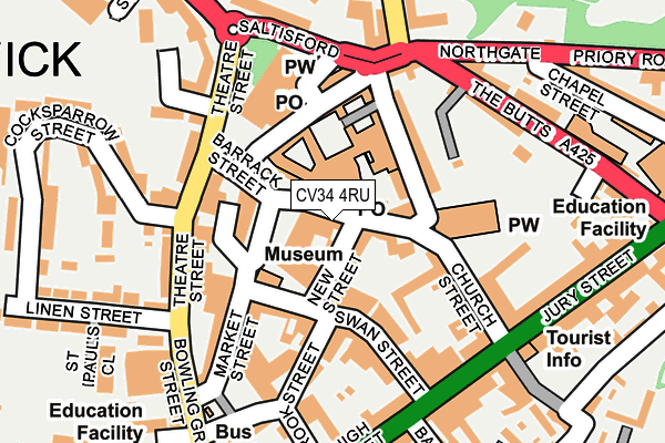 CV34 4RU map - OS OpenMap – Local (Ordnance Survey)