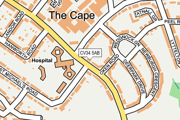 CV34 5AB map - OS OpenMap – Local (Ordnance Survey)