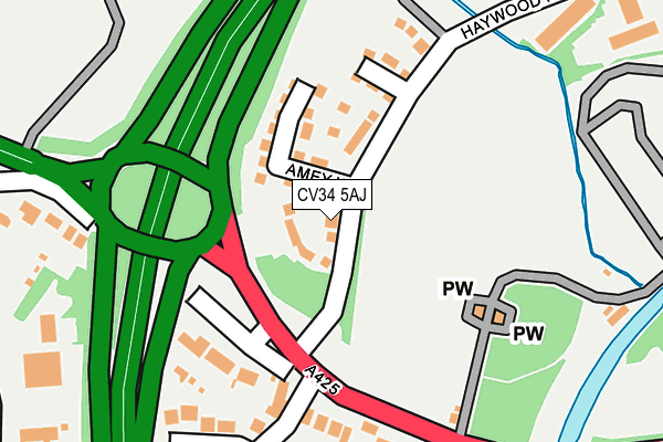 CV34 5AJ map - OS OpenMap – Local (Ordnance Survey)