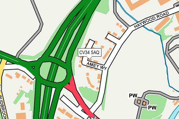 CV34 5AQ map - OS OpenMap – Local (Ordnance Survey)