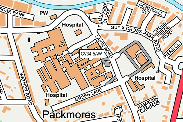 CV34 5AW map - OS OpenMap – Local (Ordnance Survey)