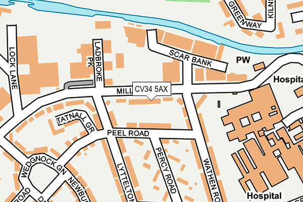 CV34 5AX map - OS OpenMap – Local (Ordnance Survey)