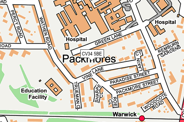 CV34 5BE map - OS OpenMap – Local (Ordnance Survey)