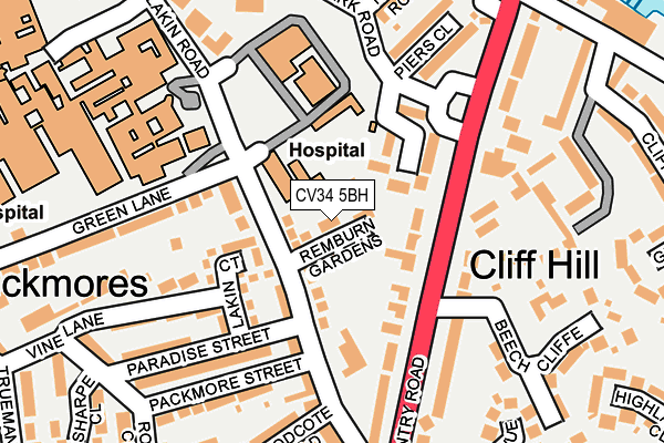 CV34 5BH map - OS OpenMap – Local (Ordnance Survey)