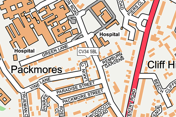 CV34 5BL map - OS OpenMap – Local (Ordnance Survey)