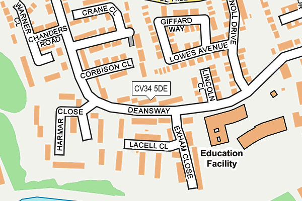 CV34 5DE map - OS OpenMap – Local (Ordnance Survey)