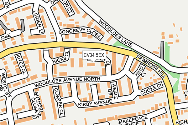 CV34 5EX map - OS OpenMap – Local (Ordnance Survey)