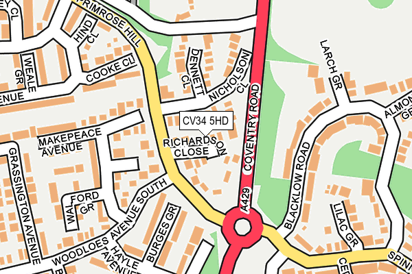 CV34 5HD map - OS OpenMap – Local (Ordnance Survey)