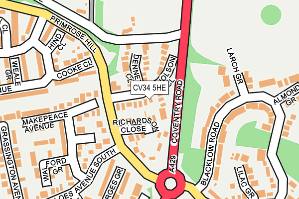 CV34 5HE map - OS OpenMap – Local (Ordnance Survey)