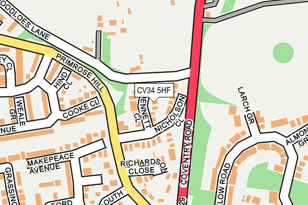 CV34 5HF map - OS OpenMap – Local (Ordnance Survey)