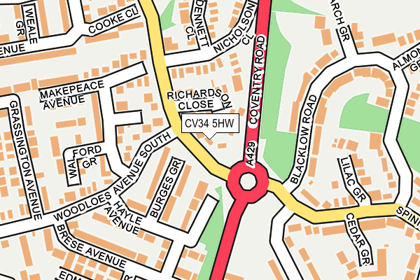 CV34 5HW map - OS OpenMap – Local (Ordnance Survey)