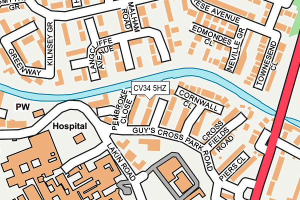 CV34 5HZ map - OS OpenMap – Local (Ordnance Survey)