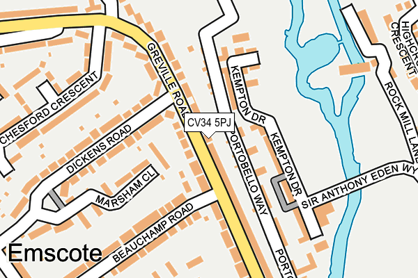 CV34 5PJ map - OS OpenMap – Local (Ordnance Survey)