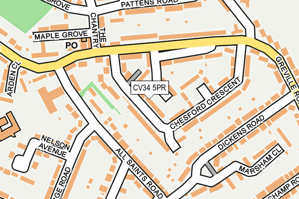 CV34 5PR map - OS OpenMap – Local (Ordnance Survey)