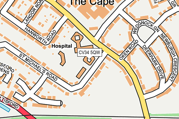 CV34 5QW map - OS OpenMap – Local (Ordnance Survey)