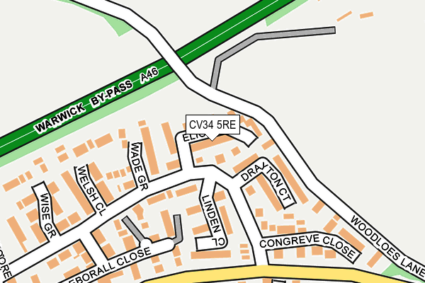 CV34 5RE map - OS OpenMap – Local (Ordnance Survey)